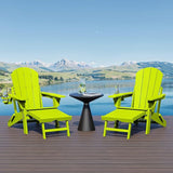 WestinTrends Malibu Folding Adjustable Adirondack Chair with Retractable Ottoman and Cup Holder (Set of 2), Lime - Photo 1