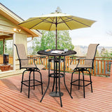 VINGLI Outdoor Bar Table, Cast Aluminum Bar Height Patio Table with Umbrella Hole - Photo 2