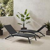 Crosley Furniture Weaver 2-Piece Reclining Sling Outdoor Chaise Lounge Chair Set with Wheels, Patio, Deck, Pool - Photo 9