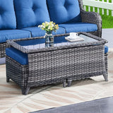 Belord Patio Wicker Sofa Set 6 Pieces Patio Furniture Set Outdoor Couch, 2 Patio Wicker Chairs with 1 Sofa - Photo 9