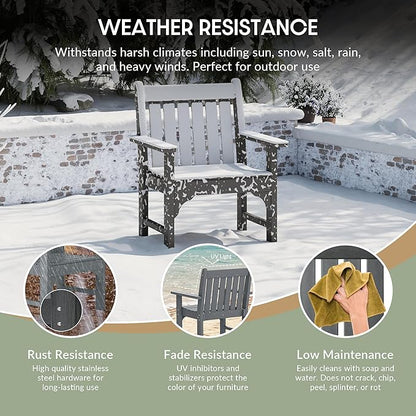 WestinTrends Malibu Outdoor Patio HDPE Adirondack Dining Arm Chair, Gray