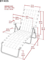 Camp & GO 4-Position Folding Web Lawn Chair Outdoor Lounger, Blue/White undefined/White - Photo 3