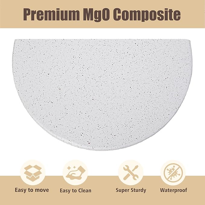 Indoor/Outdoor Side Table – 11” Round Concrete Pedestal Accent Table, Modern Minimalist Mid-Century Stone Side Table for Patio, Balcony, or Living Room, Spotted White