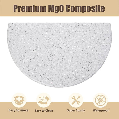 Indoor/Outdoor Side Table – 11” Round Concrete Pedestal Accent Table, Modern Minimalist Mid-Century Stone Side Table for Patio, Balcony, or Living Room, Spotted White