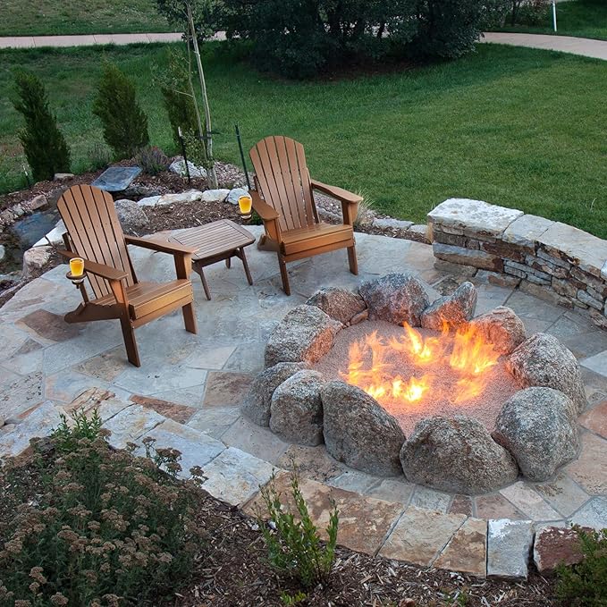 FUNBERRY Folding Adirondack Chair Set of 6, All Weather HDPE Fire Pit Chairs with Cup Holder for Outdoor