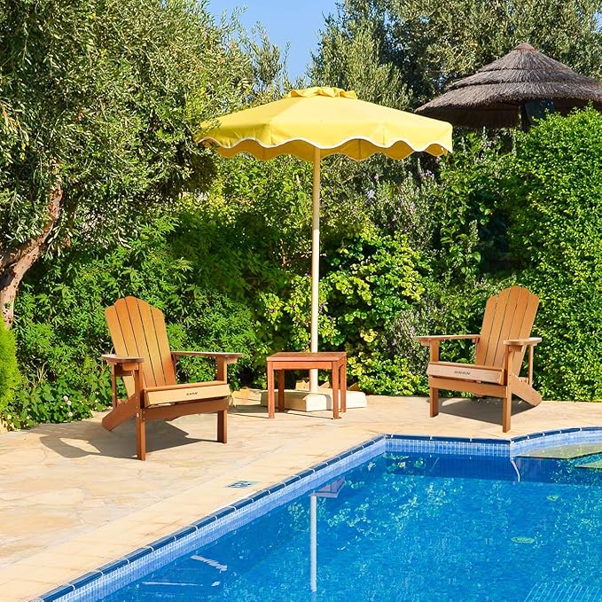 SNAN Adirondack Chair Weather Resistant with Cup Holder, All-Weather Patio Chair for Garden&Outdoor Fire Tables, Fade-Resistant Outdoor Seating, Wood-Like Processing Sturdy Outdoor Chair(Teak)