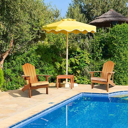 SNAN Adirondack Chair Weather Resistant with Cup Holder, All-Weather Patio Chair for Garden&Outdoor Fire Tables, Fade-Resistant Outdoor Seating, Wood-Like Processing Sturdy Outdoor Chair(Teak)