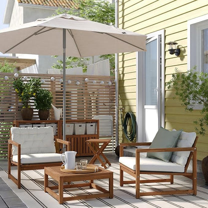 Outdoor Lounge Chair, Solid Acacia Wood Patio Armchair with Wide Deep Seat, Light Brown Stain Finish, Durable Balcony or Garden Seating, 27.125 x 30.625 x 27 Inches, 243 lb Capacity