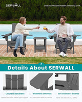 SERWALL Outdoor HDPE Adirondack Chair Set 2，Folding Adirondack Chair with Cup Holders - Photo 4