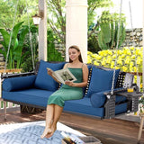 3 Seat Porch Swing, Patio Swing Bench with Cup Holders & 3 Back Cushions - Photo 7