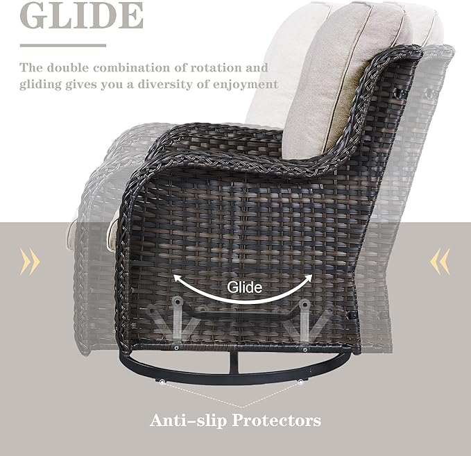Belord Outdoor Furniture Wicker Conversation Sets - 7 Piece Patio Rattan Furniture Sets with Swivel Rocker Chairs Outdoor Sofa for Porch Deck Backyard Brown/Beige