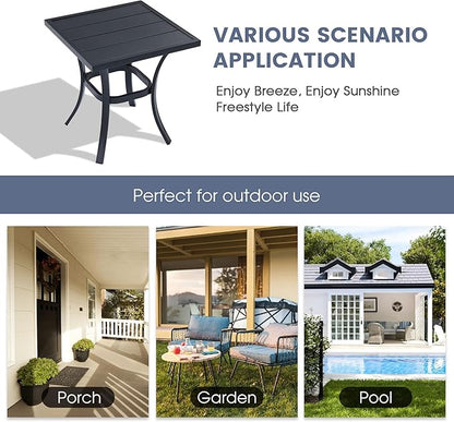 VICLLAX 18" Outdoor Side Table Small Patio End Table Square Bistro Coffee Table, Black