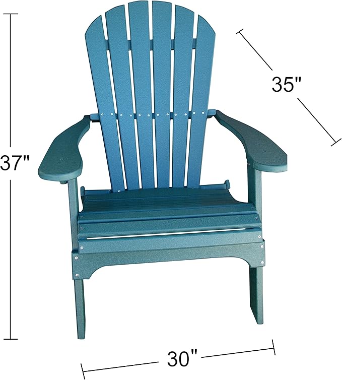 Phat Tommy Foldable Adirondack Chair - Poly Adirondack Chair Folding - HDPE, Heavy Duty, Recycled Plastic - All Weather Outdoor Furniture for Your Deck, Front Porch, or Patio, Green