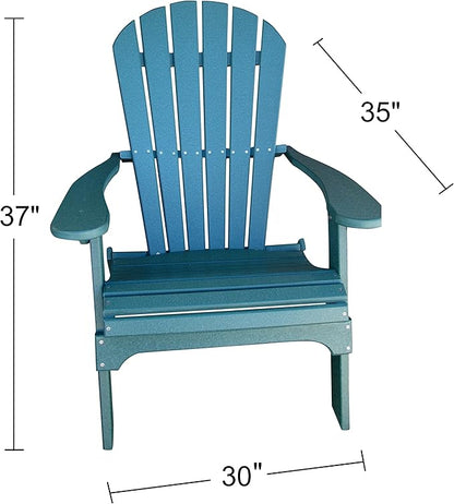 Phat Tommy Foldable Adirondack Chair - Poly Adirondack Chair Folding - HDPE, Heavy Duty, Recycled Plastic - All Weather Outdoor Furniture for Your Deck, Front Porch, or Patio, Green