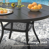 VICLLAX 40.6" Round Metal Outdoor Dining Table for 4, Patio Table with Umbrella Hole and Storage Shelf for Garden, Lawn - Photo 6