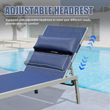 Domi Patio Chaise Lounge Set of 3, Aluminum Pool Lounge Chairs with Side Table - Photo 5