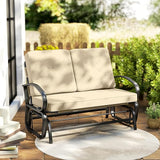 Outsunny Outdoor Glider Bench, 2-Person Patio Rocker Loveseat with Tufted Cushions, Steel Frame for Porch - Photo 8