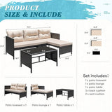 Greesum 3 Piece Patio Furniture Set Outdoor Wicker Rattan Sectional Sofa with Cushions & Coffee Table for Yard, Garden - Photo 4