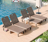 WACASA Outdoor Chaise Lounge Chairs Set of 4, Oversized Lounge Chairs with 5-Level Adjustable Backrest & Cup Holder - Photo 1