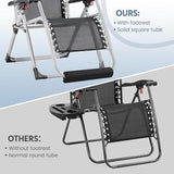 Yaheetech Zero Gravity Chair, Folding Reclining Lounge Recliner with Removable Pad & Headrest & Side Cup Holder Tray - Photo 6