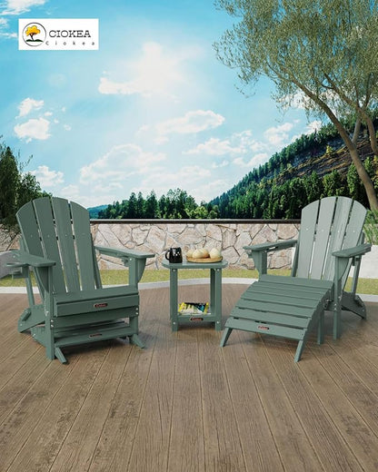 Ciokea Adirondack Outdoor Side Table, 2-Tier Sturdy Patio End Table Weather Resistant, Morden Side Table for Patio, Pool, Porch, Green