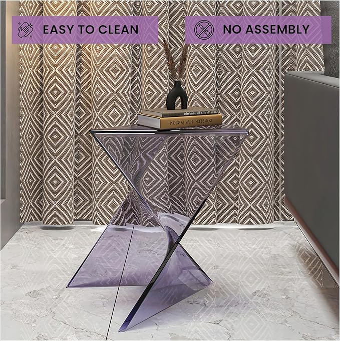 LeisureMod 15.75" Clear Stackable Plastic Side Table - Weather-Resistant Triangular Accent Table for Living Room, Patio - Photo 7