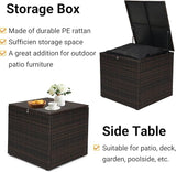 Wicker Patio Storage End Table, 80 Gallons PE Rattan Side Table, Extra Large Storage Space - Photo 5
