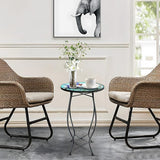 12 Inch Small Outdoor Side Table with Colorful Peacock, Glass Mosaic Patio Table Indoor - Photo 5