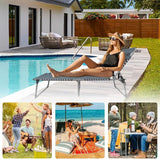 Sun Tanning Chair with Face Hole 5-Position Folding Lounge Chair Outdoor with Portable Beach Table for Poolside - Photo 7