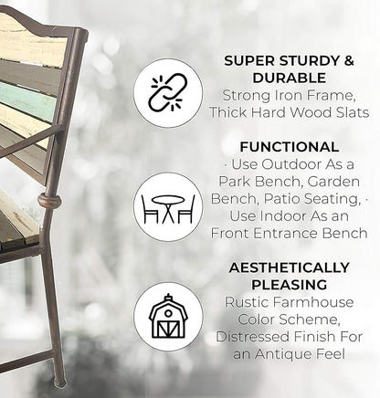 45 Inch Patio Bench, Garden Bench, Porch Bench, Cast Iron Love Seat