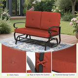 SUNCROWN Outdoor Swing Glider Chair, Patio 2 Seats Loveseat Rocking Chair with Cushions, Steel Frame Furniture-Red - Photo 6