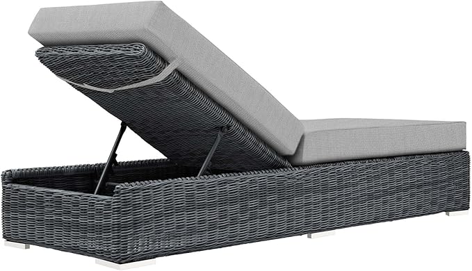 Modway Summon Wicker Rattan Aluminum Outdoor Patio Poolside Chaise Lounge Chair with Sunbrella® Fabric Cushions in - Photo 4