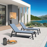 PURPLE LEAF Outdoor Chaise Lounge Set for 2 Oversized Pool Lounge Chairs with Easy-to-Move Wheels and Adjustable - Photo 1