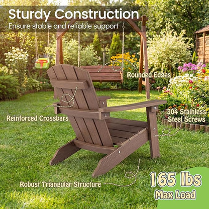 Giantex Kids Adirondack Chair, All-Weather HIPS Children's Outdoor Chair w/Ergonomic Design, Toddler Lawn Chairs for Age 3-8, Kids Beach Chair for Garden Patio Backyard (4,Taupe)