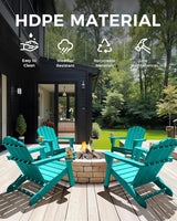 Folding Adirondack Chair, HDPE Adirondack Chair with 2 Cup Holders, Pre-Assembled Outdoor Fire Pit Chairs for Patio - Photo 6