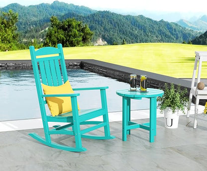 WestinTrends Malibu 3-Piece Set Outdoor/Patio Rocking Chairs with a Side Table (2 Seater), Turquoise