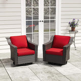 Patio 2 Pieces Wicker Swivel Chairs Set of 2，Outdoor PE Rattan Rocking Glider Armchairs - Photo 6