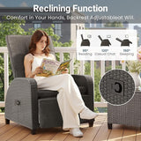 Green4ever Outdoor Patio Recliner with Adjustable Backrest and Footrest, All-Weather Wicker Patio Chair with Side Table - Photo 3