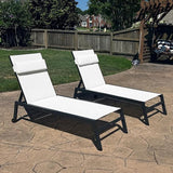 PURPLE LEAF Outdoor Lounge Chair Set of 3 Patio Chaise Pool Lounger Aluminum Frame with Side Table and Wheels for - Photo 1