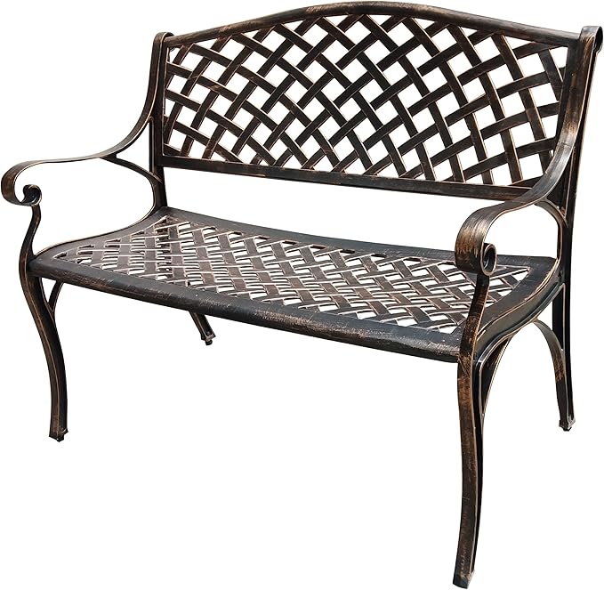 Oakland Living Outdoor Aluminum Modern Patio Bench Loveseat