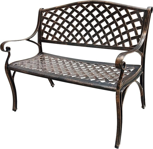 Oakland Living Outdoor Aluminum Modern Patio Bench Loveseat