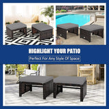 Tangkula 2 Pieces Patio Rattan Ottomans, All Weather Outdoor Footstool Footrest Seat with Soft Cushion, Hidden Zipper - Photo 6