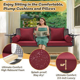 3 Seat Porch Swing, Patio Swing Bench with Cup Holders & 3 Back Cushions - Photo 4