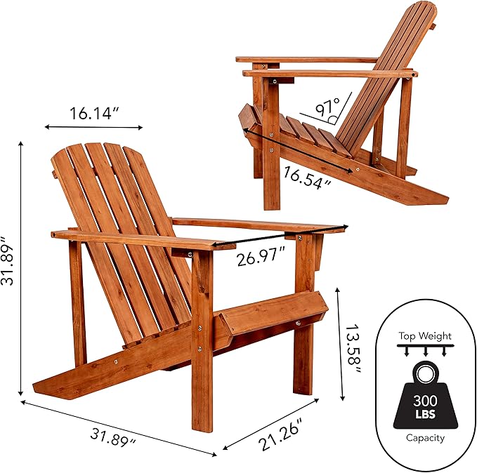 JONATHAN Y PAT1002A Westport Outdoor Patio Traditional Acacia Wood Adirondack Chair for Garden, Lawn, Backyard, Pool, Deck, Beach, Firepit, Light Brown