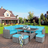 COSTWAY 7 PCS Wicker Outdoor Conversation Set, Patio Sectional Furniture Sofa Set with Table & Seat Cushions - Photo 4