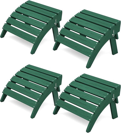 KINGYES Folding Adirondack Ottomans Set of 4 for Adirondack Chair, Green