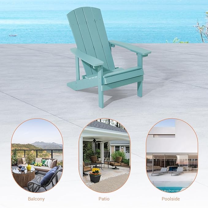 Adirondack Chairs, Plastic Adirondack Chairs Set of 4, All-Weather Resistant, Widely Used in Outdoor, Fire Pit, Deck, Outside, Garden