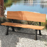 Outdoor Garden Bench, Metal Bench, Patio Wood Bench Park with Backrest, Bench Chair - Photo 1