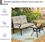 RELAX4LIFE Patio Loveseat with Coffee Table - 2-Piece Patio Conversation Sofa Set w/Backrest & Cushions - Photo 5