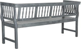 SAFAVIEH Outdoor Patio Furniture Collection – Brentwood Grey Distressed Acacia Wood Bench with Silver Accents - Photo 7